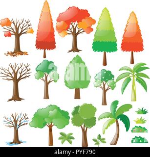 Alberi in diverse stagioni illustrazione Illustrazione Vettoriale