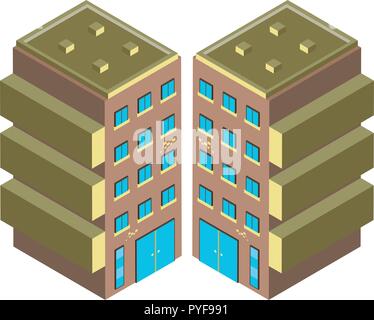 Edificio per uffici a partire da due diverse angolazioni illustrazione Illustrazione Vettoriale