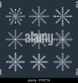 Set di vettore icona fiocchi di neve, illustrazione, file eps Illustrazione Vettoriale