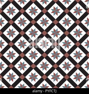 Rosso Blu stile spagnolo pattern, usualmente utilizzati nelle piastrelle in Spagna, Portogallo e altri paesi del bacino del Mediterraneo Illustrazione Vettoriale