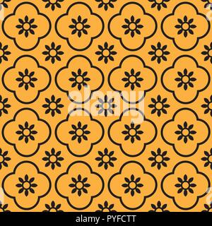 Piastrelle con motivi floreali in stile spagnolo pattern, usualmente utilizzati nelle piastrelle in Spagna, Portogallo e altri paesi del bacino del Mediterraneo Illustrazione Vettoriale