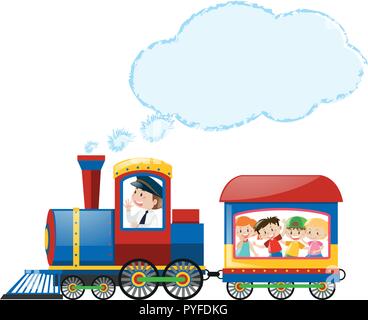 Equitazione per bambini sul treno illustrazione Illustrazione Vettoriale