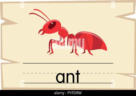 Modello Wordcard per word ant illustrazione Illustrazione Vettoriale
