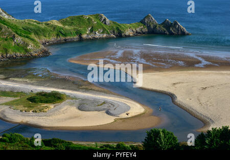 Three Cliffs Bay e la spiaggia, il Gower, nel Galles del Sud (4) Foto Stock