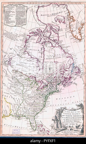 Vintage / mappe antiche mappe - Una nuova mappa degli Stati Uniti d'America del Nord con i domini britannici di quel continente ca. 1783 Foto Stock