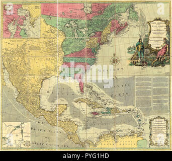 Vintage / mappe antiche mappe - America del nord e il West Indies; una nuova mappa in cui l'impero britannico e i suoi limiti, secondo il definitivo trattato di pace, nel 1763, sono descritti in modo accurato e signorie possedute dagli Spagnoli, i francesi e gli altri Stati europei. ca. 1774 Foto Stock