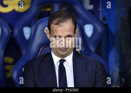 Empoli, Italia. Il 27 ottobre 2018. Massimiliano Allegri manager della Juventus durante la Serie A match tra Empoli e Juventus allo Stadio Carlo Castellani, Empoli, Italia il 27 ottobre 2018. Foto di Giuseppe mafia. Credit: UK Sports Pics Ltd/Alamy Live News Foto Stock