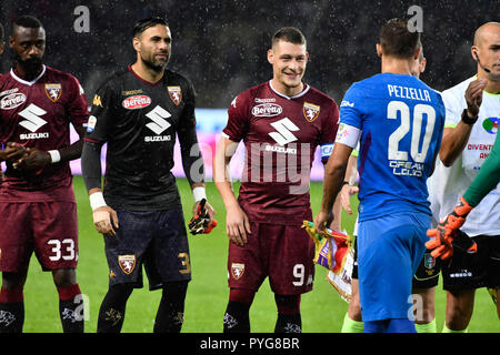 Torino, Italia. 27 ott 2018. Andrea Belotti (Torino FC) Serie A TIM partita di calcio tra Torino FC e ACF Fiorentina allo stadio Grande Torino il 27 ottobre 2018 a Torino, Italia. Credito: FABIO PETROSINO/Alamy Live News Foto Stock