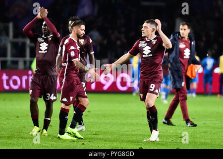 Torino, Italia. 27 ott 2018. Serie A TIM partita di calcio tra Torino FC e ACF Fiorentina allo stadio Grande Torino il 27 ottobre 2018 a Torino, Italia. Credito: FABIO PETROSINO/Alamy Live News Foto Stock