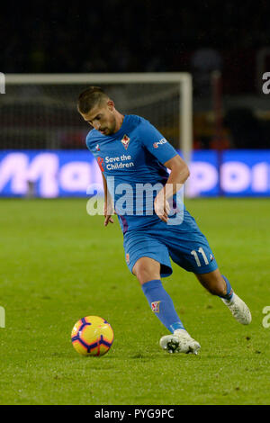 Il 27 ottobre 2018, Stadio Olimpico di Torino, Torino, Italia; di calcio della Serie A, Torino contro la Fiorentina; Kevin Mirallas della Fiorentina sulla sfera Foto Stock