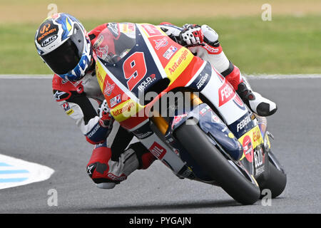 Ottobre 27, 2018: Jorge Navarro (SPA) sul No.9 KALEX da olio federale GRESINI Moto2 durante il moto2 sessione pratica tre al 2018 MotoGP di Australia a Phillip Island Grand Prix Circuit, Victoria, Australia. Sydney bassa/Cal Sport Media Foto Stock