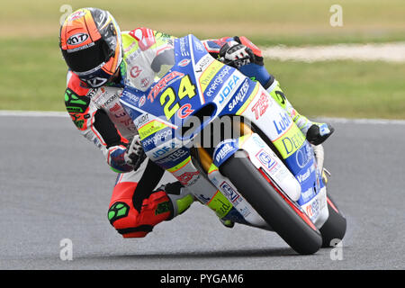 Ottobre 27, 2018: Simone Corsi (ITA) sul No.24 KALEX dalla tasca la scuderia Racing Moto2 durante il moto2 sessione pratica tre al 2018 MotoGP di Australia a Phillip Island Grand Prix Circuit, Victoria, Australia. Sydney bassa/Cal Sport Media Foto Stock