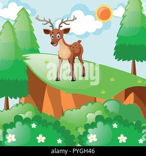 Poco Capretta in piedi sulla scogliera illustrazione Illustrazione Vettoriale