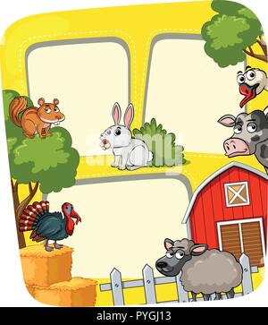 Modello di telaio con gli animali della fattoria illustrazione Illustrazione Vettoriale