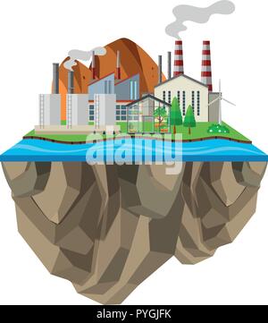 Fabbriche con fumo di camini illustrazione Illustrazione Vettoriale