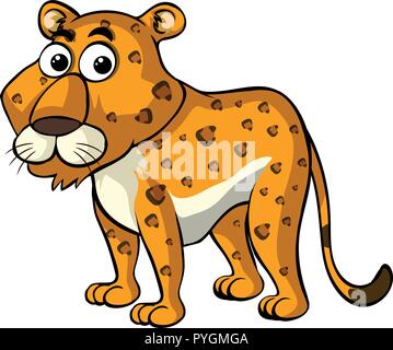 Ghepardo su sfondo bianco illustrazione Illustrazione Vettoriale