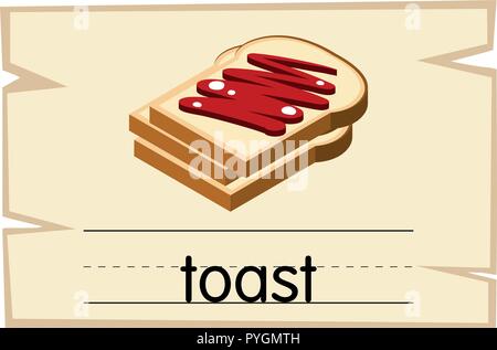 Modello Wordcard per parola toast illustrazione Illustrazione Vettoriale