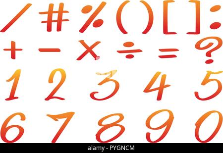 Numeri e segni matematici in colore rosso illustrazione Illustrazione Vettoriale