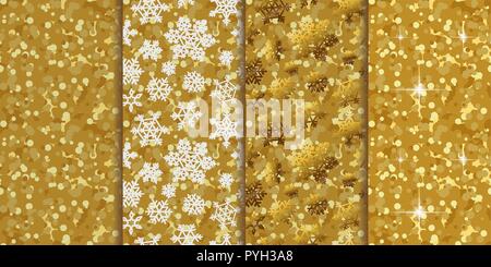 Golden pattern sfondi senza giunture quattro in un set Illustrazione Vettoriale