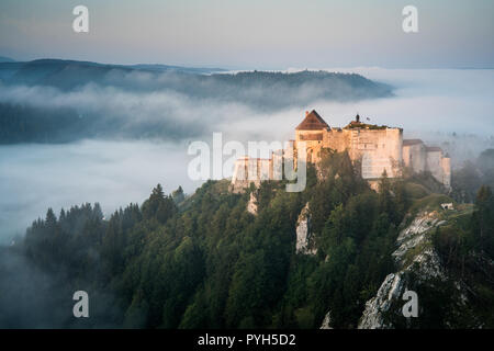 Chateau de Joux, in Francia, in Europa. Foto Stock