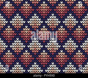 Abstract violetta seamless knitting pattern con sfondo piazze Illustrazione Vettoriale