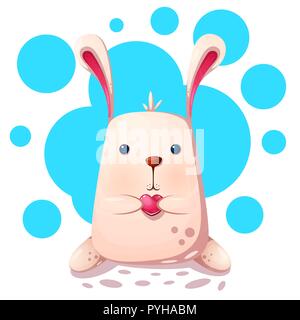 Simpatico coniglio con amore il cuore. Illustrazione Vettoriale
