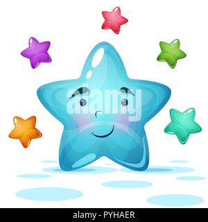 Funy, carino blue star illustrazione. Illustrazione Vettoriale