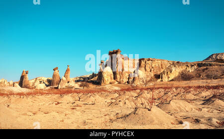 Cappadocia, Turchia. Fata camino. Multihead di funghi di pietra nella Valle dei monaci. Valle di Pasabag Foto Stock