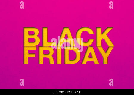 Venerdì nero poster. Trama della carta. Il design del materiale Foto Stock