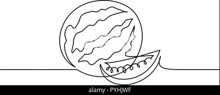 Continuo di un disegno della linea. Anguria frutti di bosco. Illustrazione Vettoriale Illustrazione Vettoriale