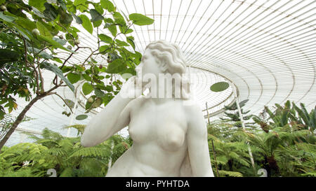 Statua, Eve, da Scipione Tadolini (c.1870), in Kibble Palace, Botanic Gardens, Glasgow, Scozia Foto Stock