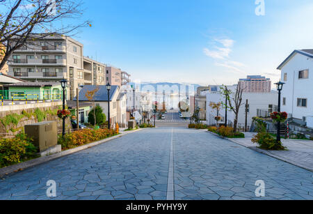 Hachiman-zaka slope in Hakodate Hokkaido in Giappone Foto Stock