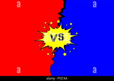 Illustrazione Vettoriale di versus lettere con il discorso di bolla nel fumetto pop art style Illustrazione Vettoriale