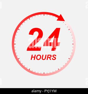 Ventiquattro ore di icona, vettore Illustrazione Vettoriale