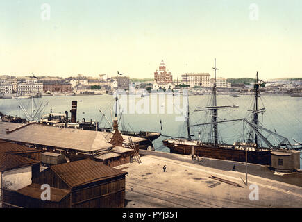 La cattedrale russa e il porto, Helsingfors, Russia, cioè, Helsinki, Finlandia ca. 1890-1900 Foto Stock