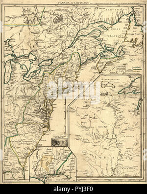 Vintage / Mappe Mappe di antiquariato - Canada et Louisiane mappa ca. 1755 Foto Stock