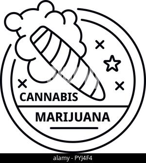La marijuana sigaro logo, stile contorno Illustrazione Vettoriale