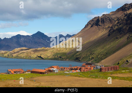 Stromness stazione baleniera, Georgia del Sud, l'Antartide. Foto Stock