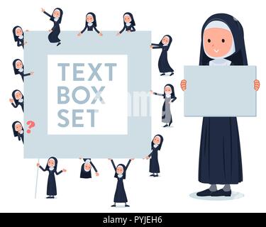 Un set di Nun donne con un message board.poiché ciascuno è diviso, si può spostare liberamente.it vettore dell'arte così è facile da modificare. Illustrazione Vettoriale