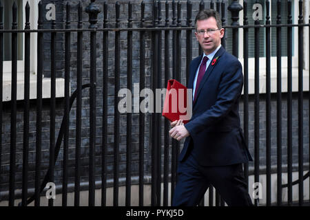 Londra, Regno Unito. Il 29 ottobre 2018. Jeremy Wright arriva per una riunione del gabinetto in 10 Downing Street davanti a Philip Hammond, Cancelliere dello Scacchiere, presentando il suo bilancio d'autunno. Credito: Stephen Chung / Alamy Live News Foto Stock