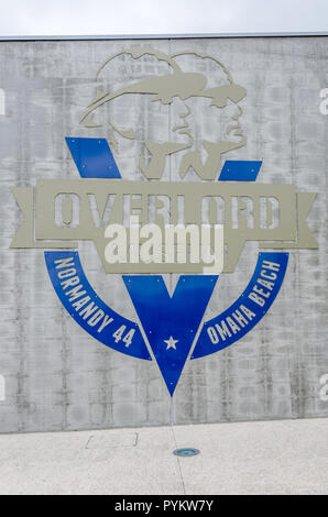 La Normandia, Francia: 26 aprile 2017: il logo del museo di Overlord Foto Stock