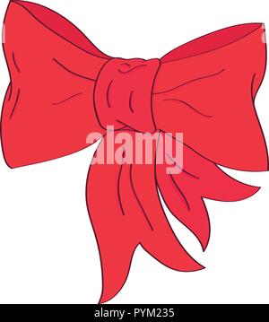 Disegnata a mano fiocco rosso. Natale Arco. Illustrazione Vettoriale Illustrazione Vettoriale