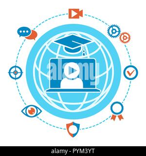 Etichetta del webinar. Webcast e webinar di formazione livestream e coach corso di tecnologia di registrazione emblema del vettore Illustrazione Vettoriale