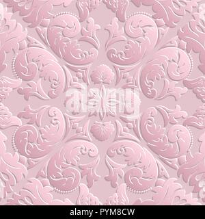 Vector seamless pattern. 3d il lusso elegante texture in stile barocco. Pattern può essere utilizzata come sfondo, sfondo, involucro, pagina compilate, elemento di o Illustrazione Vettoriale
