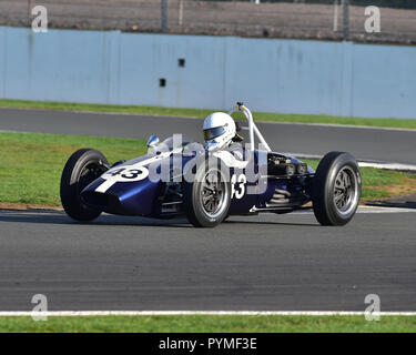 Ian Simmonds, Inviato Mk1,FJHRA, storica Formula Junior motore posteriore, HSCC, Silverstone finali, Silverstone, ottobre 2018, automobili, Classic Cars Racing, Hi Foto Stock