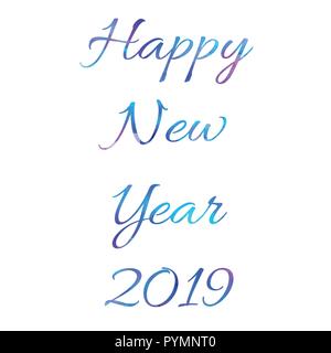 Luminose Felice Anno Nuovo pennello testo lettering Illustrazione Vettoriale