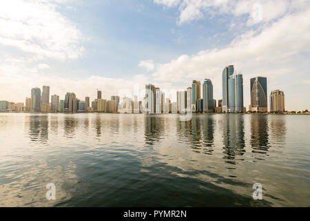 Lago di Khalid, noto anche come laguna di Khalid, in Sharjah Emirati Arabi Uniti Foto Stock