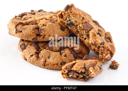 Chocolate Chip Cookie su bianco Foto Stock