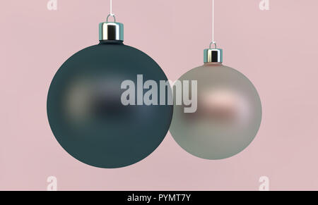 Due pendenti palle di Natale il rendering 3D Foto Stock
