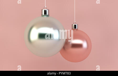 Due pendenti palle di Natale il rendering 3D Foto Stock